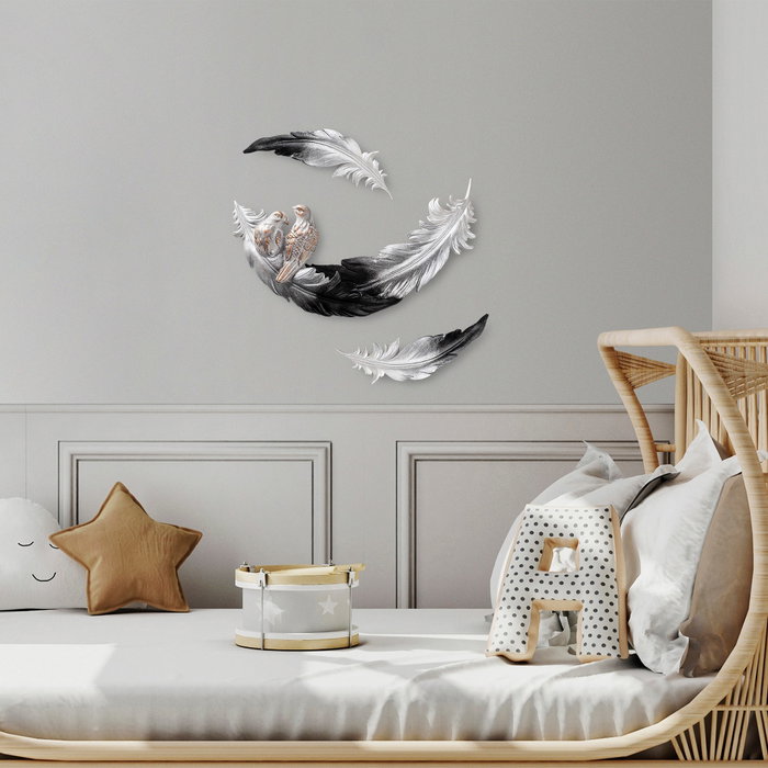 Aberto Design Love Birds - 1 Accesorio decorativo de pared Blanco y Negro